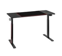 KIMEX Bureau Gaming Noir 140x60 cm Hauteur Réglable 74-122 cm