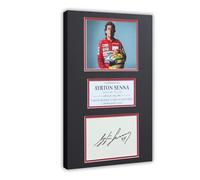 KIMEYT AYRTON SENNA Autographe encadré double tapis artistique sur toile représentant le meilleur pilote de F1 - Décoration murale pour salon, chambre à coucher - 30 x 45 cm