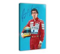 KIMEYT Ayrton Senna Poster sur toile avec autographe pour décoration de chambre à coucher, bureau, chambre, cadeau 30 x 45 cm