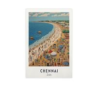 KIMEYT Impression sur toile Chennai - Ville indienne - Décoration de chambre à coucher, bureau, chambre - Cadeau - 60 x 90 cm