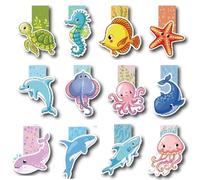 KIMHOME Lot de 12 marque-pages magnétiques sur le thème des animaux marins pour la lecture, remplissage de sacs de fête amusants, fournitures scolaires pour étudiants
