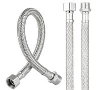 KIMHOME - Lot de 2 tuyaux flexibles en acier inoxydable 304, 3/8 pouces, avec tressage renforcé, pour robinet à angle, chauffe-eau et réservoir de chasse d'eau (30 cm)