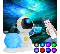 KIMHY Projecteur de galaxie astronaute, projecteur de galaxie 2 en 1 pour décoration de chambre avec lampe lune, projecteur d'étoiles, lumière galaxie avec 8 effets de couleur, minuterie et