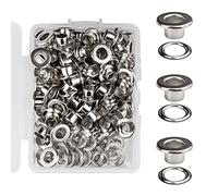 KIMI-HOSI 100 set Oeillets 5mm Ensembles Oeillets Cuivre Oeillets Argent avec Rondelles Grommets Eyelets pour Chaussures Vêtements Chapeaux Sacs à Main