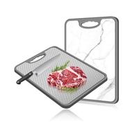 KimiDitt Planche à découper en acier inoxydable, planche à découper double face avec design en maille anti-rayures, grande taille 40,6 x 30,5 cm, comptoir de cuisine en acier inoxydable 304 de qualité