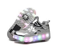 Kimigia Chaussures de Patins à roulettes pour Enfants avec Lumières LED, Baskets avec LED Lumineuses Rechargeables par USB, Doubles Roues, Meilleurs Cadeaux pour Fête d'anniversaire, Pâques, Carnaval
