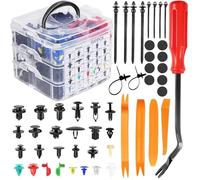 KIMIGO 1105PCS Clips Voiture,Lips Voiture Noir Universel Rivet Plastique Fixation,avec Outil de Démontage et Serre Câbles pour Auto Voitures Panneaux Portes Pare-Chocs