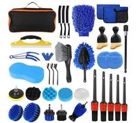 KIMIGO 36pcs Brosse Nettoyage Voiture,Brosse de Jante Voiture,Kit de Lavage de Voiture,Kit de Brosse Nettoyage Voiture Interieur Exterieur,Brosse Nettoyage Perceuse Électrique,Sac de Transport Inclus