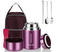 KIMIGO Boîte Alimentaire Isotherme 800ml avec Sac à Lunch, Thermo Isolant Contenant avec Cuillère, Thermos Alimentaire Chaud en Acier Inoxydable, Thermos Isotherme pour Ecole Bureau
