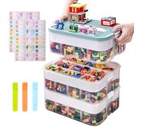 KIMIGO Boite Rangement Plastique pour Lego Briques Coffre A Jouet Enfant avec Couvercle,organiseur de jouets avec compartiments pour enfants,Petites pièces