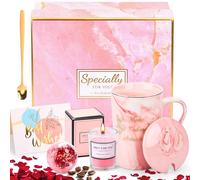 KIMIGO Cadeau Femme,Cadeau Anniversaire Femme,pour maman,Femme Anniversaire Ensemble,Tasse à Café,Aromathérapie,Boule de Sel de Bain,Carte de Voeux,Coffret pour Femme,Sœur