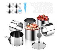 KIMIGO Cercle à Patisserie en Acier Inoxydable,Emporte Piece Rond 31PCS, Anneaux à Gâteau, Anneaux à Dessert, Moules à Mousse pour Dessert Gâteau