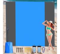 KIMIGO Couverture de Pique-Nique imperméable 200×210 cm, Tapis de Plage Anti-Sable Portable Bleu pour Camping, Plage, Pique-Nique, Voyage, Famille