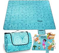 KIMIGO Couverture de Pique Nique Imperméable 200x200 CM - Tapis de Plage Léger (0,9kg) avec Fond Aluminium et Doudou Doux pour Camping,Extérieur Résistant à la Pluie