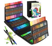 KIMIGO Feutre Coloriage Adulte,120 Couleurs Feutres Coloriage Enfants Adulte à Double Pointe Fine et Pinceau,pour Dessiner, Manga, Doodling, Scrapbooking, Aquarelle Stylos Feutre Coloriages Enfants