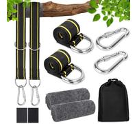 KIMIGO Fixation de balançoire,Sangle Hamac,kit de Fixation pour hamac,avec 2 Coussins de Protection pour Arbre,2 mousquetons de qualité supérieure et,pour Balancoire Jardin Hamac ou Siège Suspendu