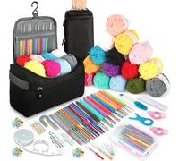 KIMIGO Kit Crochet Débutant Complet,Crochet Debutants,Pelotes de Laine pour Crochet Tricot,Kit de Crochets pour Débutant,Crochets Debutants Complet