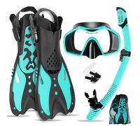 KIMIGO Kit de Plongée pour Adulte avec Masque et Tuba,Palmes Réglables,Bouchons d'oreilles,Masque de Plongée,Kits de Randonnée Aquatique pour Snorkeling Adultes,Aventure sous-Marine