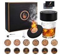 KIMIGO Kit Fumoir à Cocktail Électrique,Kit de Fumoir à Whisky avec 6 Saveurs de Copeaux de Bois et Carte,Conception sans Flamme USB-C,Set Cocktail Smoker pour Papa,Mari et Amateurs de Cocktails