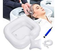 KIMIGO Lavabo Gonflable,Lavabo à Cheveux Gonflable avec Tuyau de Drainage de 1 m,Coussin et Pompe à Air,Bac à shampoing gonflable,Idéal pour les Femmes Enceintes,les Personnes Blessées et les Séniors