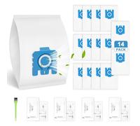 KIMIGO Lot de 14 Sacs à Poussière GN 3D Pure Compatibles avec Miele - Sacs Pour Aspirateurs Classic C1, Complete C2/C3, Séries S400i à S5456i, S600 à S658, S800 à S588 - Avec 4 Filtres et 1 Brosse