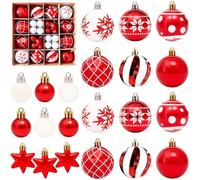 KIMIGO Lot de 42 Boule de Noel,Boules de Noël en Plastique,Boule de Noël Ornements Ensemble,Décorations d'arbre de Noël,Incassable,Décoration de Fête Saisonnière pour la Maison (Rosso et Blanc)