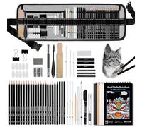 KIMIGO Lot de 60 crayons à dessin,Crayons de Dessin Professionnels,crayons à croquis,Crayon Dessin Kit,fournitures artistiques avec carnet de croquis 3 couleurs,graphite,fusain,Crayons Set