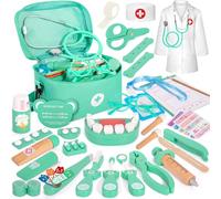KIMIGO Malette Docteur Enfant,Kit de Médecin Jouets,Jouets de Dentiste pour Enfants,avec Stetoscop Enfant, Thermomètre, Seringue et Plus Kit,Cadeau médical de Jeu de Rôle pour Filles garçons 3-8 Ans