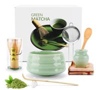 KIMIGO Matcha Kit 8 Pièces, Service À Thé Matcha,Bol à Matcha, Fouet Matcha, Support De Fouet à Matcha,Filtre,Cuillere Matcha, Stand, Serviette De Thé,Coffret Cadeau pour Amateurs de Matcha