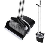 KIMIGO Pelle balayette avec Manche Extensible (123 cm) - Ensemble Balai et Pelle à Poussière,Pelle et balayette Long Manche pour Intérieur/Extérieur,Cuisine,Garage ,Design Moderne Noir et Gris