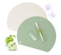 KIMIGO Planche à Découper Flexible En TPU Cutting Board,Schneidematte Küche Sans BPA,Antirayures,Antidérapante Antibactérien avec Rainure à Jus,Passe au Lave-Vaisselle(Vert & crème)