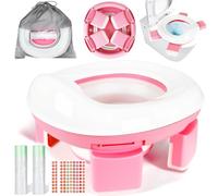 KIMIGO Pot de Voyage Enfant Pliable,Siège Toilette Pliable Enfants 3-in-1,Trainer Pot WC Pour Chaise Bébé,Portable Siege Toilette Enfant avec Sac de Rangement,Pot Bebe Toilette pour Garçon et Fille