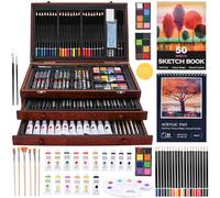 KIMIGO Set de Dessin Enfant,Kit Dessin,Kit de Dessin Complet,Kit Acrylique Peinture de Qualité Supérieure,Inclus Crayon de Couleurs,Pastels,Aquarelle,Livre de Coloriage,etc.Idéal pour Enfants Adultes