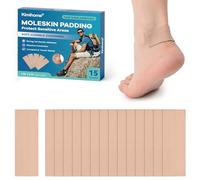 Kimihome Moleskine Lot de 15 feuilles de coussinets adhésifs en moleskine pour talons et orteils, empêchent les frottements des chaussures et les ampoules pendant la marche, ruban adhésif doux pour la
