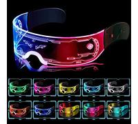 Kimimara Lunette Led - Lunette Lumineuses Cyberpunk Futuriste Neon Rave DJ Fête Fluo Glasses，Accessoire Photobooth Enterrement de vie de Jeune Fille Deco Anniversaire Lunettes de Noël