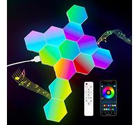 Kimimara Panneau LED Hexagonal Gaming Murale Lampe - 12 Pcs Smart Deco Music Sync Modulaires RGB Lights App Télécommande - Gaming Setup Hexagone Appliques Murales
