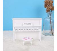KIMISS 1:12 Mini Mini Modèle de Piano Vertical avec Tabouret pour Maison de Poupée - Meubles de Simulation élégants en Noir (White)