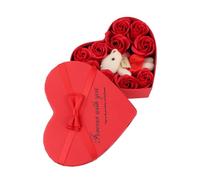 KIMISS 10 PCS Bouquet de Bac à Fleur de Savon parfumé - Arrangement Floral en Forme de Cœur pour les Anniversaires, les Mariages, les Anniversaires et les Occasions Spéciales (rouge)