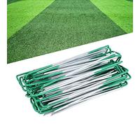 KIMISS 100 Pcs à moitié Verts Artificiels Gazon épingles de Gazon - Chevilles en Acier Galvanisées pour Le Contrôle des Mauvaises Herbes, la Fixation du Filet de et Les Enjeux de Jardin