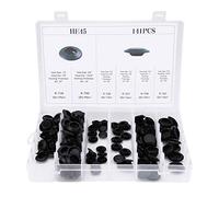 KIMISS 141 Pièces Bouchon de Trou de Montage Affleurant en Caoutchouc Noir, 6 Tailles Assorties Bouchon de Fixation de Trou de Tôle de Carrosserie en Plastique