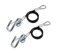 KIMISS 2 Câbles de Sécurité pour Remorque, Kit de Câble de Traction spiralé gainé PVC avec Crochets en S, Résistance à la Rupture 3500 Lbs, Longueur étendue 700 Mm, for Camping Car,