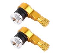 KIMISS 2 pièces Valve de Pneu, 11.3mm Universel Moto Alliage d'aluminium 90 degrés Roue Pneu Valve tiges Bouchons(d'or)