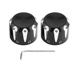 KIMISS 2pcs Aluminium Moto Couvercle D'essieu Avant Capuchon Boulon Écrou Décoratif Quincaillerie Kit Moto Couvercle D'essieu Avant (Noir)