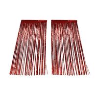 KIMISS 2pcs Foil Fringe Rideau de Rideau (Rouge)