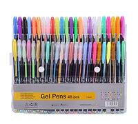 KIMISS 48pcs Gel Stylo Set - Colorful Paillettes, Néon, Gouache et Stylos à Dessin Métalliques pour la Papeterie Scolaire, l'esquisse et la Prise de Notes