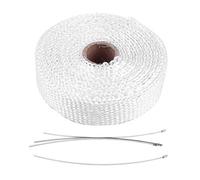 KIMISS 5m emballant la chaleur d'échappement de tuyau d'emballage,isolation thermique d'échappement de ruban isolant avec 4 attaches de câble d'acier inoxydable multicolore pour voiture moto (blanc)