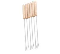 KIMISS 6pcs Forks à Fondue en Acier Inoxydable Ensemble avec Poignée en Bois - Idéal pour la Fondue au Fromage, la Fontaine au Chocolat et les Bâtons de s'mores - Résistant à la Chaleur et Facile à