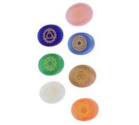 KIMISS 7pcs Gravure de Chakra Palmiers Stones Place pour la Guérison Spirituelle, la Méditation et le Reiki - des Pierres de Chakra à l'agate Cristal Naturel pour l'équilibre et 'énergie Positive
