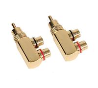 KIMISS Adaptateur à Angle Droit Mâle à Femelle, Connecteur Séparateur Vidéo à Trois Voies avec Placage en or 24K, 2 Pièces