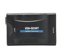 KIMISS Adaptateur Convertisseur VGA vers Péritel, Fournitures d'ordinateur Vidéo HD Convertisseurs Portables avec Câble de Chargement de Télécommande pour Télévision Noir (Black)